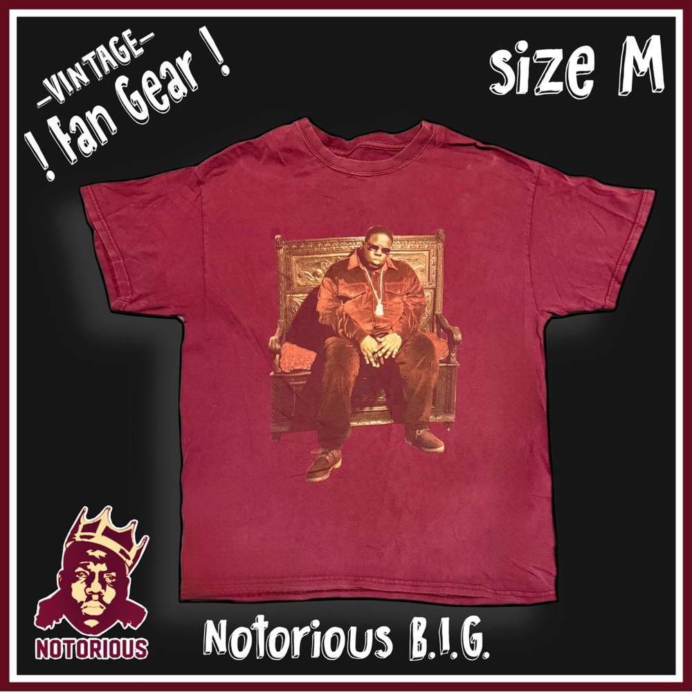 VINTAGE ‘NOTORIOUS BIG’ red-maroon short sleeve fan gear graphic TSHIRT size M